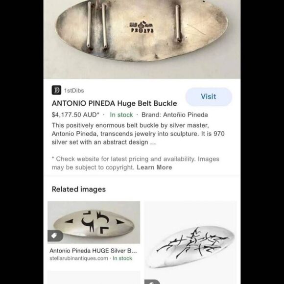 1950 Artisan silver belt buckle archer Antonio Pineda Mexican artist - Picture 4 of 9